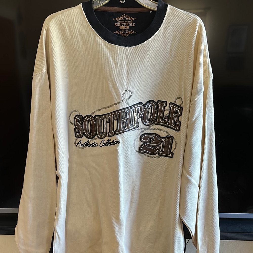 Southpole Cream and Black Long Sleeve Shirt
